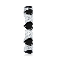 Genuine Black Onyx and Diamond Heart Wedding Band