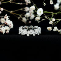 Marquise and Round Moissanite Cluster Eternity Band