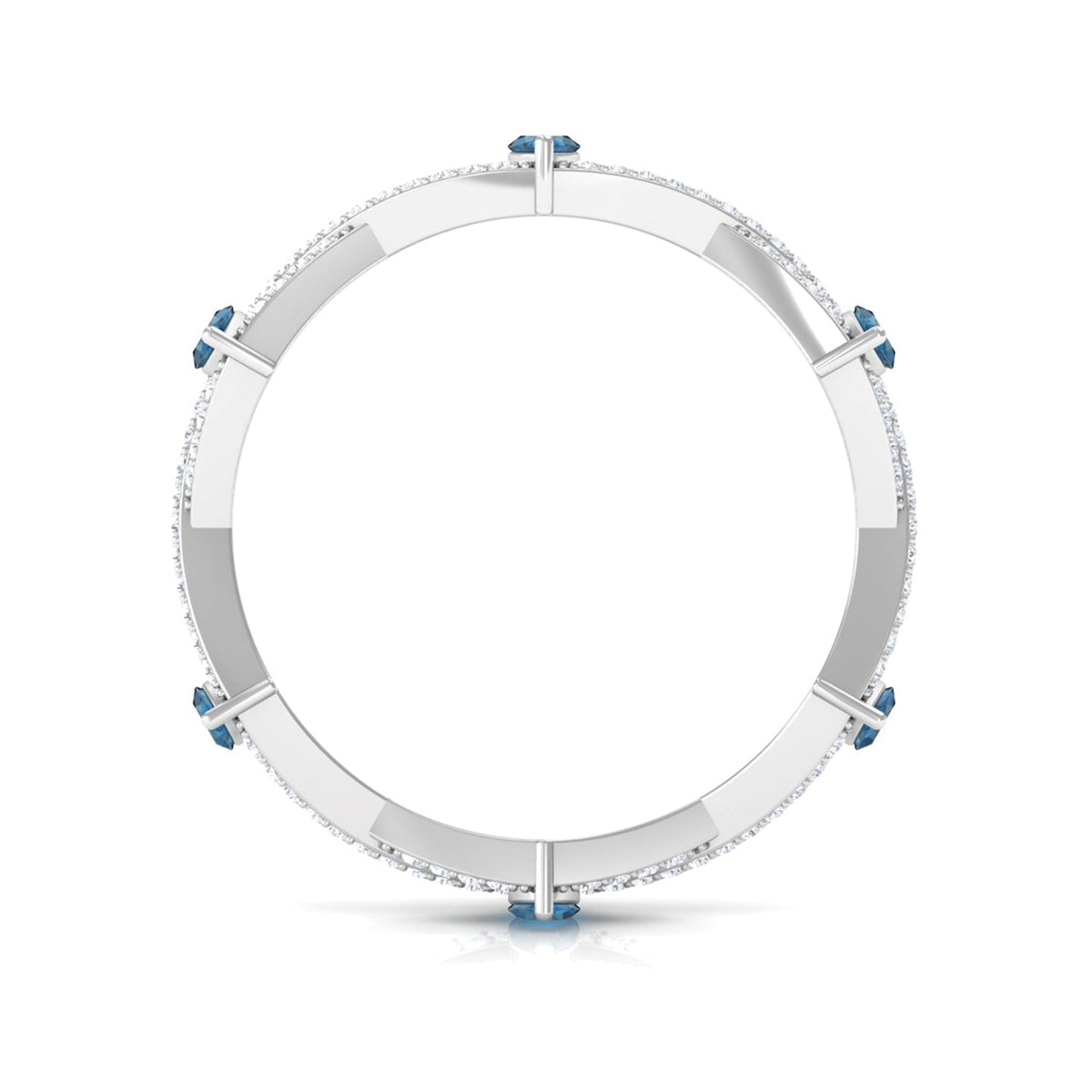 Marquise London Blue Topaz Crossover Eternity Band with Diamond