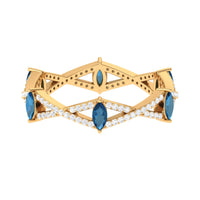 Marquise London Blue Topaz Crossover Eternity Band with Diamond