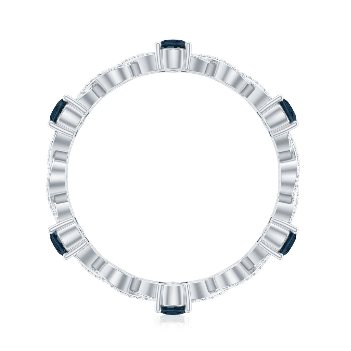 Pear Shape London Blue Topaz Crossover Eternity Band with Diamond