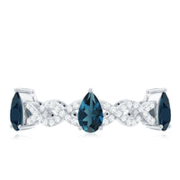Pear Shape London Blue Topaz Crossover Eternity Band with Diamond