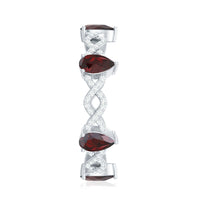 Natural Pear Shape Garnet Diamond Eternity Ring with Crossover Shank