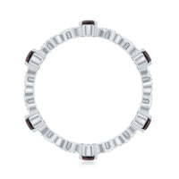 Natural Pear Shape Garnet Diamond Eternity Ring with Crossover Shank