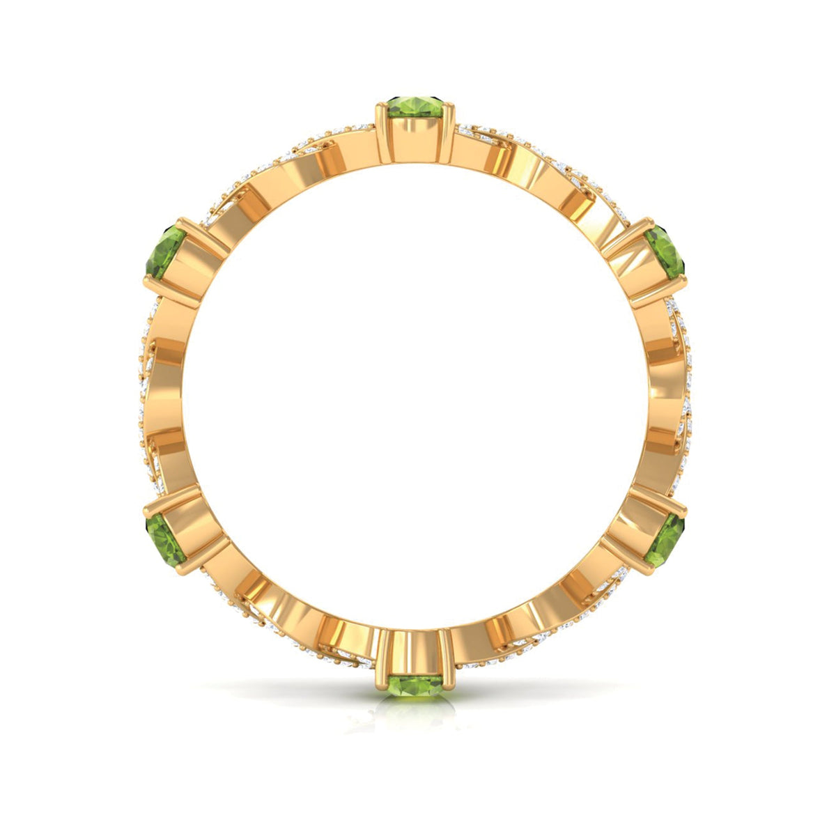 Peridot and Diamond Full Eternity Ring with Crossover Shank