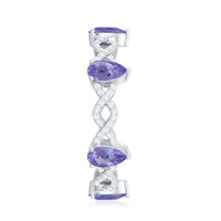 Natural Pear Shape Tanzanite Diamond Eternity Ring with Crossover Shank