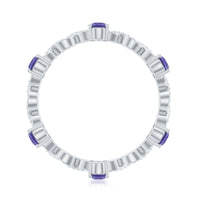 Natural Pear Shape Tanzanite Diamond Eternity Ring with Crossover Shank