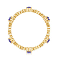 Natural Pear Shape Tanzanite Diamond Eternity Ring with Crossover Shank