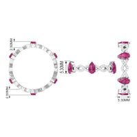 1.50 CT Natural Pink Tourmaline Crossover Eternity Ring with Diamond