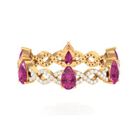 1.50 CT Natural Pink Tourmaline Crossover Eternity Ring with Diamond