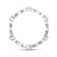 Pear Cut Moonstone and Diamond Crossover Eternity Ring