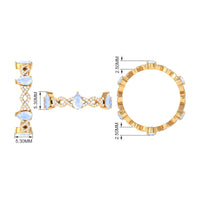 Pear Cut Moonstone and Diamond Crossover Eternity Ring