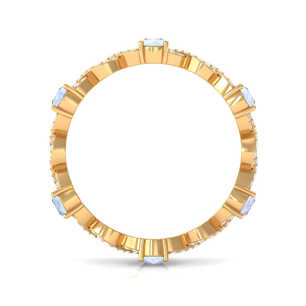 Pear Cut Moonstone and Diamond Crossover Eternity Ring