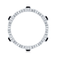 Natural Pear Shape Black Spinel Diamond Eternity Ring with Crossover Band