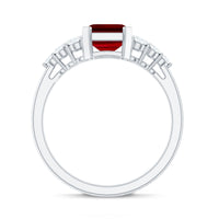 Certified 2.2 Carat Lab Grown Ruby Emerald Cut Engagement Ring with Real Diamond