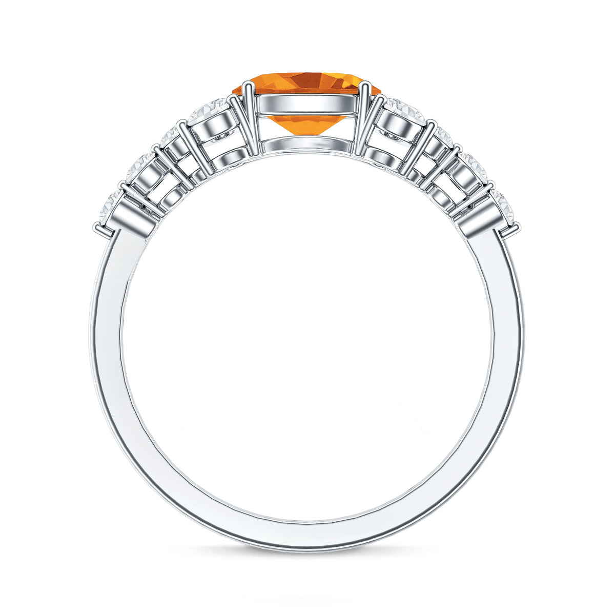 Certified Real Oval Citrine East West Engagement Ring with Diamond