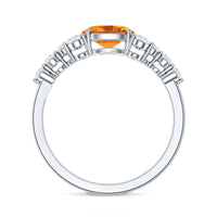 Certified Real Oval Citrine East West Engagement Ring with Diamond