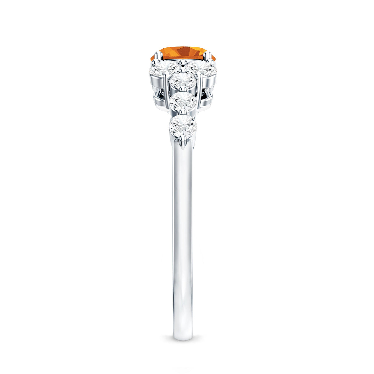 Certified Real Oval Citrine East West Engagement Ring with Diamond