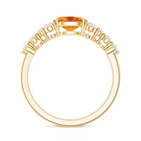 Certified Real Oval Citrine East West Engagement Ring with Diamond