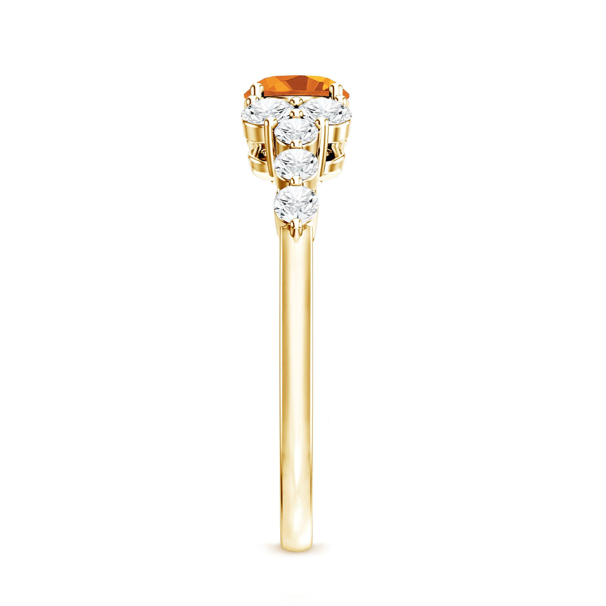 Certified Real Oval Citrine East West Engagement Ring with Diamond