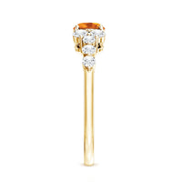 Certified Real Oval Citrine East West Engagement Ring with Diamond