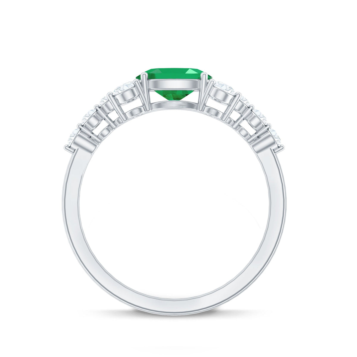 5X7mm Oval Cut Emerald Promise Ring with Diamond