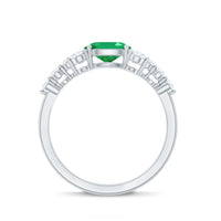 5X7mm Oval Cut Emerald Promise Ring with Diamond