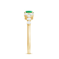 5X7mm Oval Cut Emerald Promise Ring with Diamond