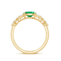 5X7mm Oval Cut Emerald Promise Ring with Diamond