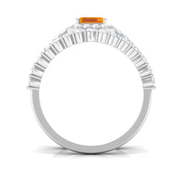 Real Fire Opal and Moissanite Stackable Ring Set