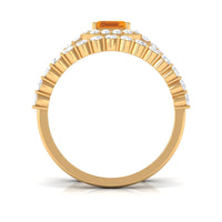 Real Fire Opal and Moissanite Stackable Ring Set