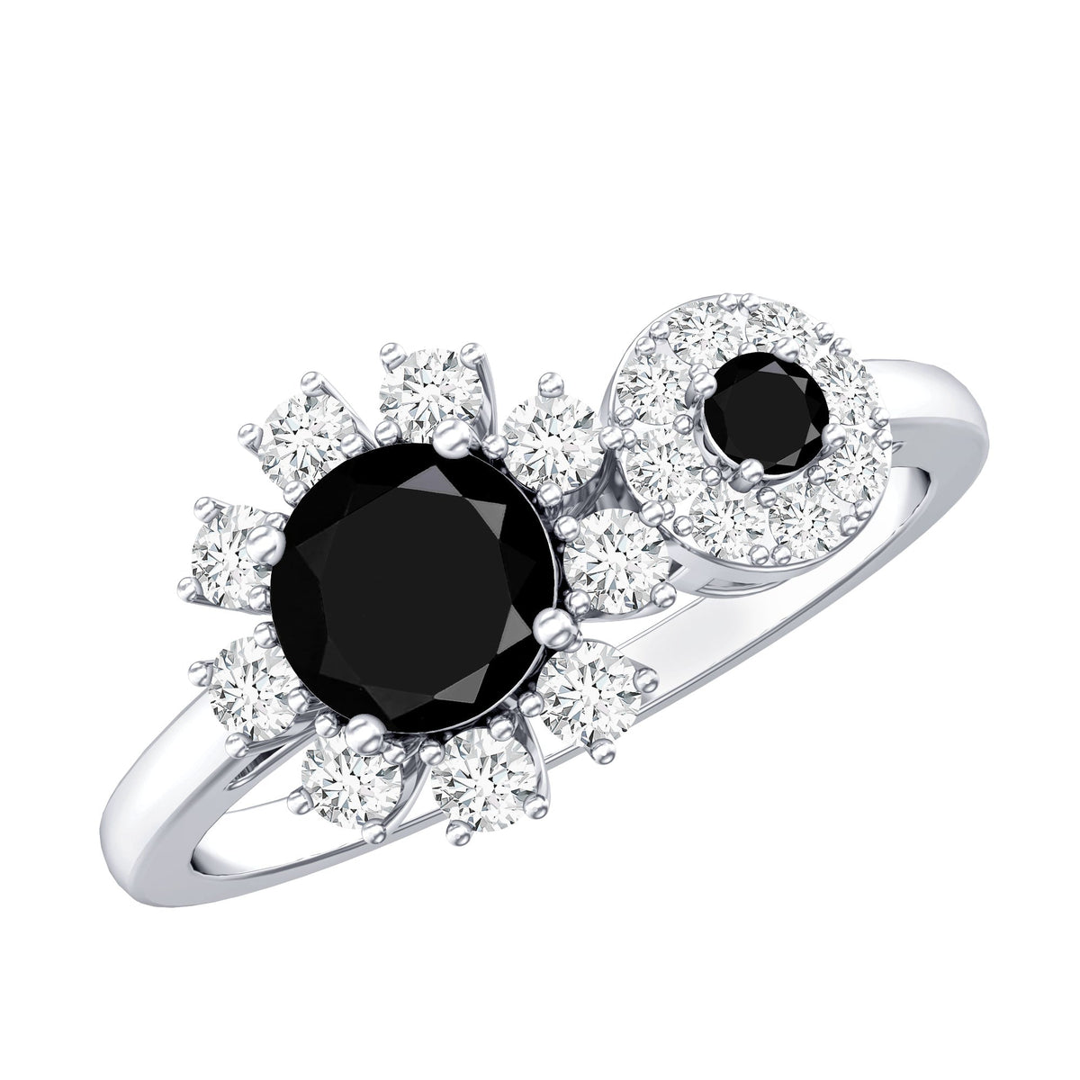 Lab Grown Black and White Diamond Designer Engagement Ring