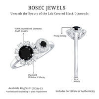Lab Grown Black and White Diamond Designer Engagement Ring