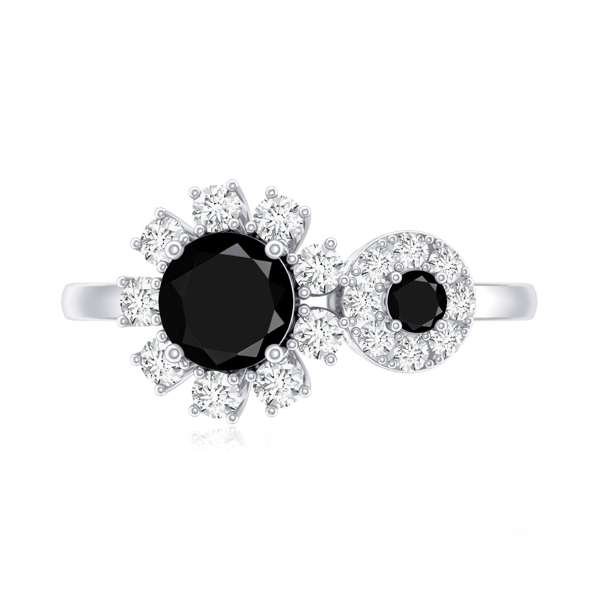 Lab Grown Black and White Diamond Designer Engagement Ring