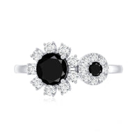 Lab Grown Black and White Diamond Designer Engagement Ring