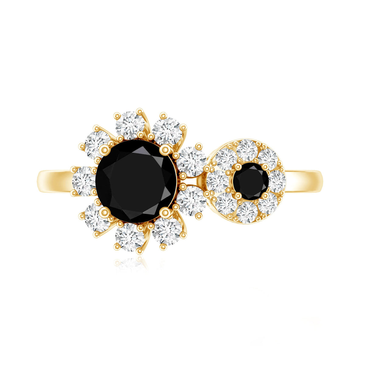 Lab Grown Black and White Diamond Designer Engagement Ring