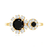 Lab Grown Black and White Diamond Designer Engagement Ring