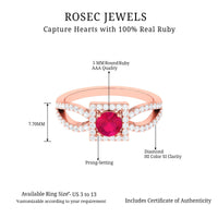 Real 0.6 Carat Ruby Engagement Ring with Diamond Split Shank