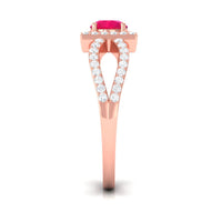 Real 0.6 Carat Ruby Engagement Ring with Diamond Split Shank