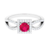 Real 0.6 Carat Ruby Engagement Ring with Diamond Split Shank