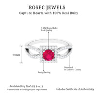 Real 0.6 Carat Ruby Engagement Ring with Diamond Split Shank