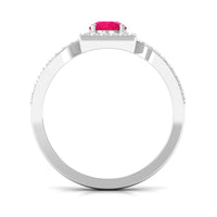 Real 0.6 Carat Ruby Engagement Ring with Diamond Split Shank