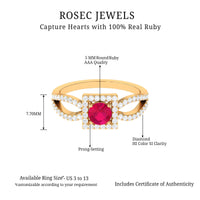 Real 0.6 Carat Ruby Engagement Ring with Diamond Split Shank