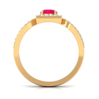 Real 0.6 Carat Ruby Engagement Ring with Diamond Split Shank