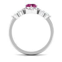 Nature Inspired Floral Ring with Pink Tourmaline and Diamond