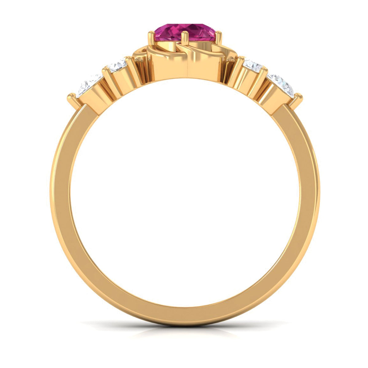 Nature Inspired Floral Ring with Pink Tourmaline and Diamond