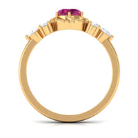 Nature Inspired Floral Ring with Pink Tourmaline and Diamond