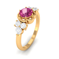 Nature Inspired Floral Ring with Pink Tourmaline and Diamond