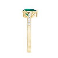Classic Lab Grown Emerald Diamond Teardrop Engagement Ring with Bypass Shank