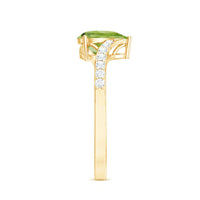 1 Carat Pear Shaped Peridot Engagement Ring with Diamond Bypass Shank